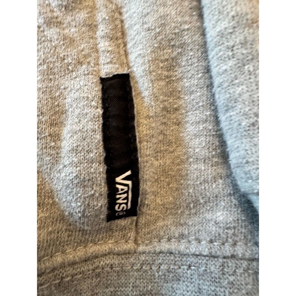 Vans Hoodie Gray Pullover Sweatshirt Logo Front Pocket Fleece Lined Size Large